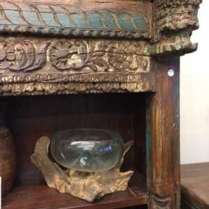 kh18 067 indian furniture bookcase carved vintage reclaimed link corner