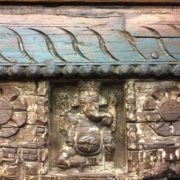 kh18 067 indian furniture bookcase carved vintage reclaimed ganesh close carving