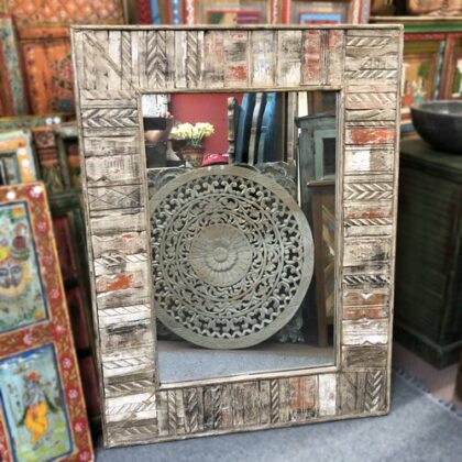 kh19 RS2020 058 a indian furniture reclaimed carved mirror large front