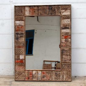 kh19 RS2020 058 indian furniture reclaimed carved mirror large front