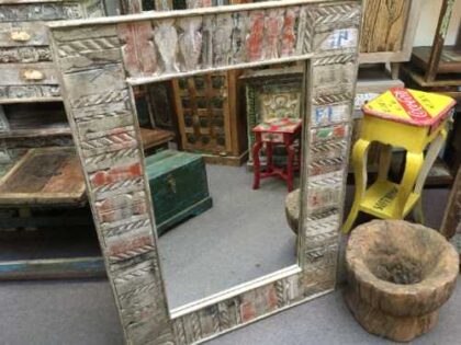 kh19 RS2020 058 indian furniture reclaimed carved mirror large