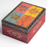 BXL180 namaste indian accessory gift hand painted box rect