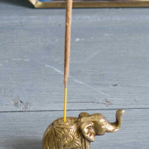 IH40 namaste indian accessory gift elephant incense holder brass