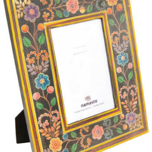 PF42 namaste indian accessory gift photo frame painted floral black