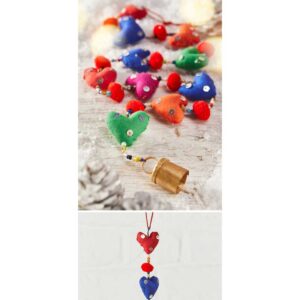 STR33 namaste indian accessory gift hanging hearts fabric