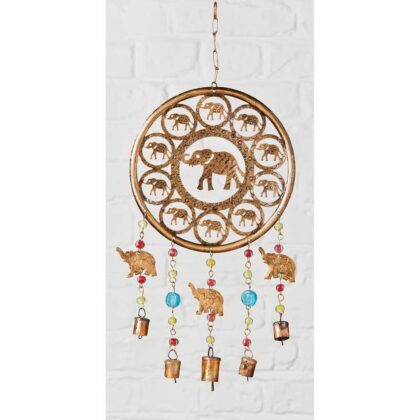 MD221 namaste indian accessory gifts metal hanging elephants