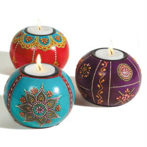 TL16 namaste indian accessory gift hand painted tea light