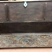 k72 455 indian furniture Attractive Eye Catching Hand Carved Floral Trunk Open