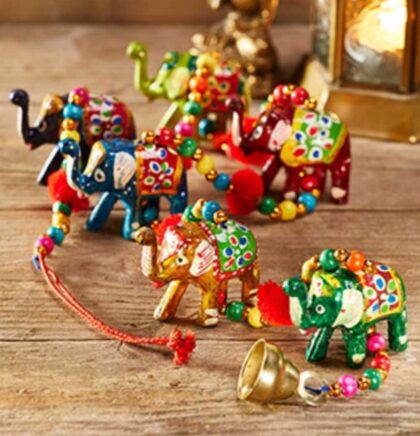 str91 namaste indian accessory gift fabric hanging elephants