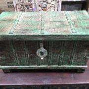kh14 rs18 067 b indian furniture green metalwork trunk front