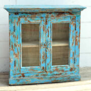 kh19 RS2020 006 indian furniture cabinet blue glass shabby front