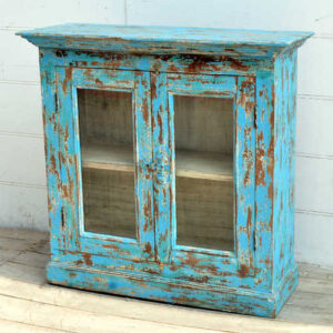 kh19 RS2020 006 indian furniture cabinet blue glass shabby right