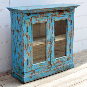 kh19 RS2020 006 indian furniture cabinet blue glass shabby left