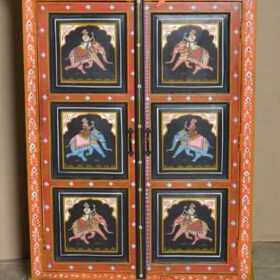 k74 10 indian furniture black hand painted cabinet front close
