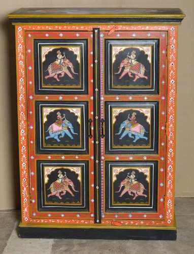 k74 10 indian furniture black hand painted cabinet front close