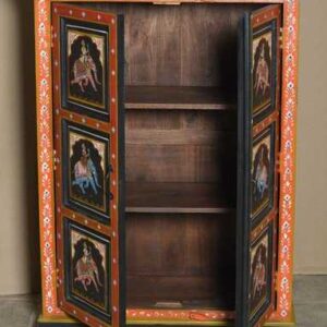 k74 10 indian furniture black hand painted cabinet open