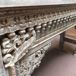 k74 20 indian furniture nodule carved console table white close