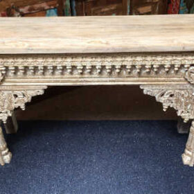 k74 20 indian furniture nodule carved console table white front