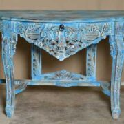 k74 88 indian furniture elegant carved console table blue drawer front