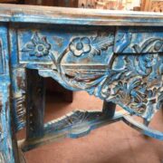 k74 88 indian furniture elegant carved console table blue drawer close