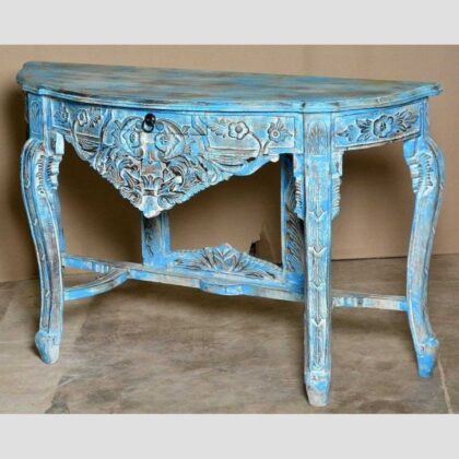 k74 88 indian furniture elegant carved console table blue drawer main