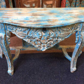 k74 88 indian furniture elegant carved console table blue drawer top