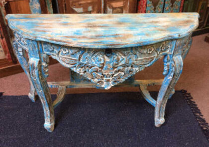 k74 88 indian furniture elegant carved console table blue drawer top