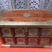 k73 3646m indian furniture trunk sheesham embossed persian top