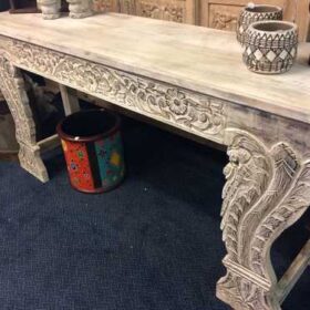 k74 3709 indian furniture console table white carved front right