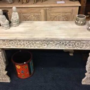 k74 3709 indian furniture console table white carved front top