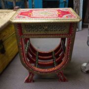 k74 63 indian furniture side table hand painted unique red front