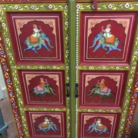 k74 3 indian furniture cabinet hand painted red elephant front close