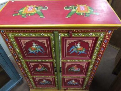 k74 3 indian furniture cabinet hand painted red elephant top