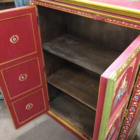 k74 3 indian furniture cabinet hand painted red elephant open
