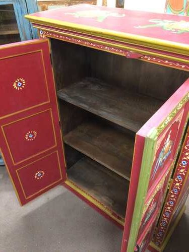 k74 3 indian furniture cabinet hand painted red elephant open