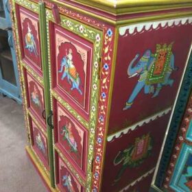 k74 3 indian furniture cabinet hand painted red elephant right