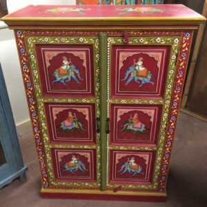 k74 3 indian furniture cabinet hand painted red elephant front