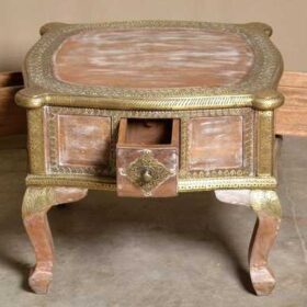 k74 61 indian furniture coffee table unusual 4 side drawers all open