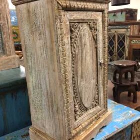 k74 78 indian furniture small old cabinet carved door left