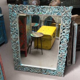 k74 97 indian furniture mirror carved blue main
