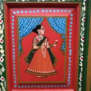 K74 13 indian furniture cabinet red hand painted tall close 6