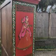 K74 13 indian furniture cabinet red hand painted tall left top