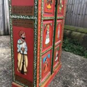 K74 13 indian furniture cabinet red hand painted tall left low