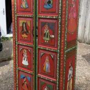K74 13 indian furniture cabinet red hand painted tall