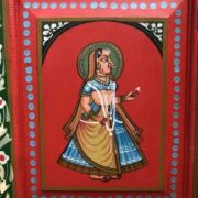 K74 13 indian furniture cabinet red hand painted tall close 1