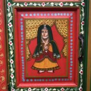 K74 13 indian furniture cabinet red hand painted tall close 3