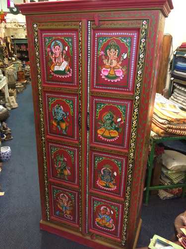 k74 14 indian furniture cabinet red hand painted ganesh