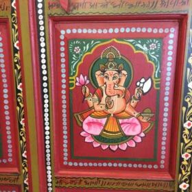 k74 14 indian furniture cabinet red hand painted close top right