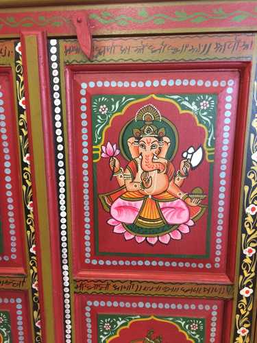 k74 14 indian furniture cabinet red hand painted close top right