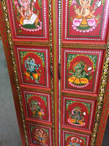 k74 14 indian furniture cabinet red hand painted close